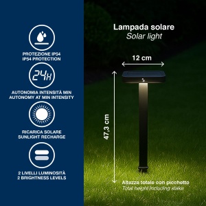 Lampa solara de gradina BEPER P207ILO103, 2 nivele de intensitate, IP54, autonomie 24 ore - Img 3