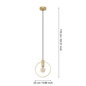 Lampa suspendata EGLO Manizales, design minimalist, metal auriu, E27 - Img 6