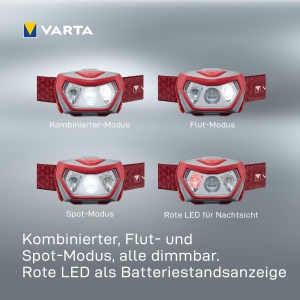 Lanterna frontala VARTA Outdoor Sports H20 Pro, 200 lumeni, 52 ore autonomie, rosie - Img 6