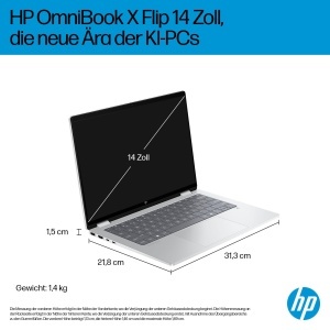 Laptop 2in1 HP OmniBook X Flip NG AI 14-fm0275ng, 16GB RAM, 512GB SSD, Argintiu - Img 3