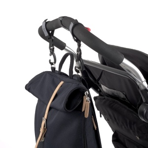 LASSIG Geanta de scutece, saltea de infasat, accesoriu pentru carucior, suport pentru sticle produs in mod durabil/GRE Rucsac Rolltop, albastru (albastru de noapte) - Img 4