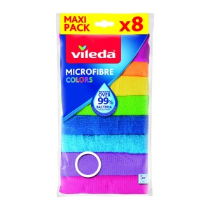 Lavete universale din microfibra Vileda Colors, set 81 gratuit, 30x30 cm, multicolore