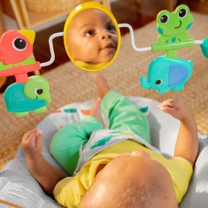 Leagan pentru bebelusi Bright Starts Playful Paradise, Unisex, cu vibratii si jucarii - Img 9