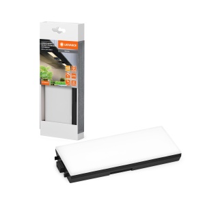 LEDVANCE Kit de lumini pentru dulap fara rama cu prize si statii de incarcare USB-C Flood, extensie, 3,85 W, 250 lm, 3000 K, 830 alb cald, nereglabil, negru, plastic (PC), IP20