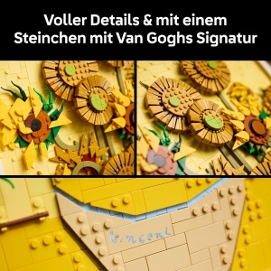 LEGO Art Vincent Van Gogh - Floarea-soarelui - Pictura 3D cu flori in miscare - Decoratiuni pentru sufragerie sau birou - Kit pentru adulti - Idee de  - Img 3