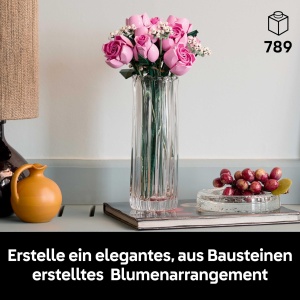LEGO Botanicals 10374 Set Buchet de Trandafiri Roz Decorativ 12 Trandafiri si 4 Ramuri Albastrele - Img 2