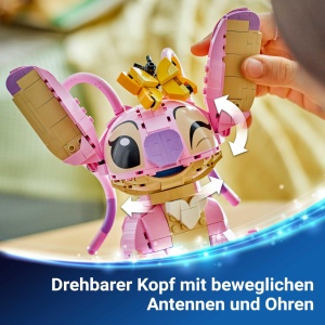 LEGO | Disney Angel - Jucarie de constructie Lilo & Stitch - Figurina construibila cu 3 inimioare si fluture - Cadou pentru fete si baieti cu varsta de 9 ani si peste si fani adulti ai serialului TV - 43257 - Img 4