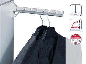 Leifheit Wandkleiderhalter Airette 31 cm Suport pentru 7 umerase Pliabil si Rezistent la Intemperii - Img 2