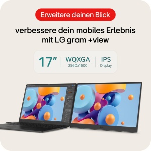 LG gram +View 17MT70, 17 Zoll Monitor portabil, 16:10, WQXGA 2.560x1.600, DCI-P3 99%, 350 cd/m2 Helligkeit, USB Typ-C - Img 2