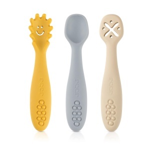 Lingura din silicon LittleYummie Reer Set 3 bucati Ergonomica, Sigura, Colorata - Img 7