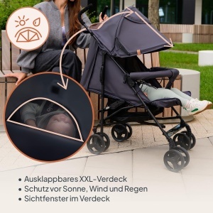 LIONELO Elia Buggy carucior pliabil mic de pana la 15 kg reglare spate si suport pentru picioare plasa de tantari cos de cumparaturi - Img 8