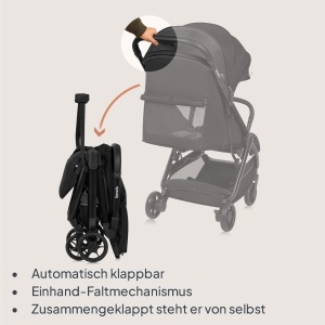 Lionelo Julie Air Buggy pana la 22 kg de la 6 m la 4 ani Pentru aeronave Roti pivotante Suspensie 360deg Mecanism de pliere cu o singura mana Reglarea spatarului Copertina SPF50+, usoara - Img 3