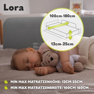 Lionelo Lora Protectie Pat pentru Copii Reglabila 180 Grade Pliabila 105 cm - Img 6