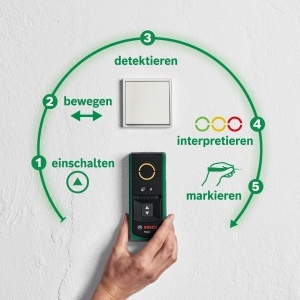Localizator Bosch Truvo de generatia a 2-a operare simpla cu un singur buton localizare usoara a cablurilor sub tensiune si a obiectelor metalice scan - Img 9