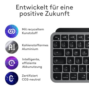 Logitech MX Keys Mini pentru Mac - Tastatura Wireless Minimalista pentru MacBook Pro, MacBook Air, iMac, iPad, Bluetooth, Taste Iluminate, USB-C, Tastare Lina, RO QWERTZ - Gri - Img 14