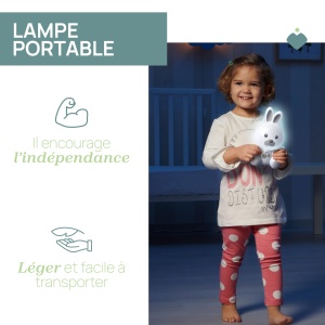 Lumina de noapte Chicco Bunny, lampa portabila pentru iepurasi cu muzica clasica si sunete linistitoare, doua moduri in evolutie, lumina de noapte portabila si lumina de orientare, 0 luni+, neutru - Img 5