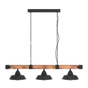Lustra suspendata EGLO Oldbury, design industrial, lemn masiv si otel, 118 cm - Img 2