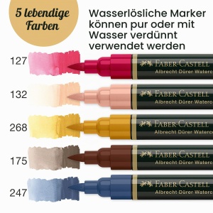 Marker Aquarel Faber-Castell Albrecht Durer, 5 Culori, Pigmentat - Img 3