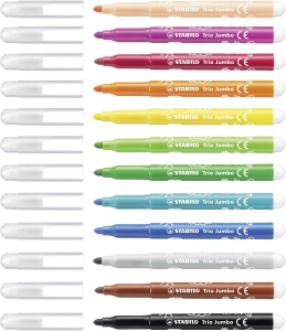 Marker gros STABILO Trio Jumbo cu 12 culori, varf XL, design ergonomic - Img 3