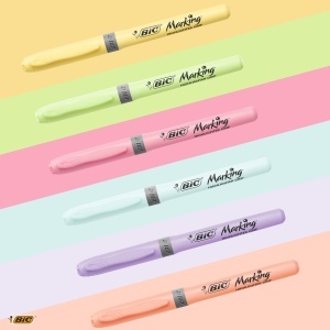 Marker Pastel BIC Highlighter Grip, 6 culori, varf oblic, confortabil - Img 3