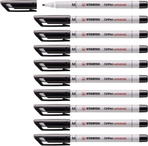 Marker universal STABILO OHPen, negru si gri, 3 grosimi, 8 culori