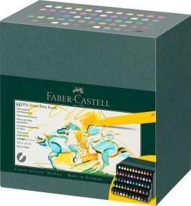 Markere artistice Faber-Castell Pitt Artist Pen Brush, 60 culori, set atelier