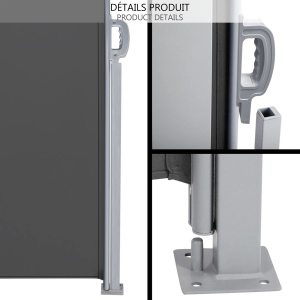Markiza laterala extensibila VOUNOT pentru balcon, gradina si terasa, 140 x 300 cm, gri - Img 4