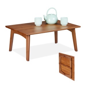 Masa de cafea pliabila Relaxdays, bambus, 25 x 60 x 40 cm, nuanta nuc