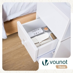 Masa de nopate VOUNOT, 2 sertare, 25x30x66cm, Alb - Img 4