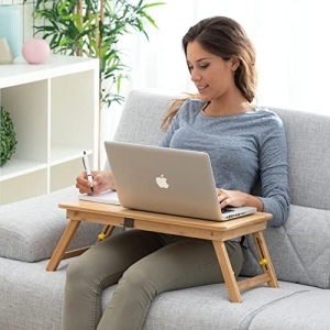 Masa multifunctionala pliabila InnovaGoods bambus reglabila pe inaltime ideala pentru laptop - Img 11