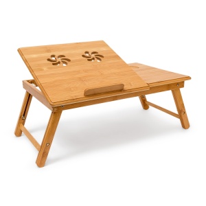 Masa pentru laptop Relaxdays din bambus, ajustabila pe inaltime, 30,5 x 72,5 x 35 cm - Img 3