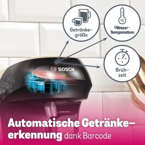 Masina de capsule Bosch Tassimo happy friendly TAS107E, peste 70 de bauturi, potrivita pentru toate canile, oprire automata, durabila, perfect dozata, economie de spatiu, 1400 W, crem/negru - Img 9