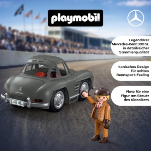 Masina de colectie PLAYMOBIL Mercedes-Benz 300 SL, design elegant, figurina inclusa - Img 3