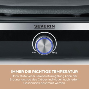 Masina de Crepes SEVERIN CM 2199, Grill Plata XXL 38 cm, 1500 W, Inox Negru - Img 7