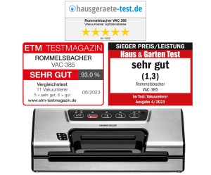 Masina de etansare in vid ROMMELSBACHER VAC 385 12 litriminut functionare cu o singura mana compartiment cu role cusatura de etansare stabila racord f - Img 2