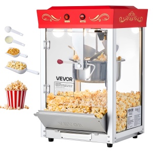 Masina de Facut Popcorn VEVOR NP08T, 800 W, 48 Tasse, Culoare Rosie