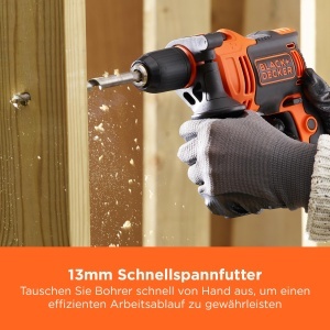 Masina de gaurit BLACKDECKER BEH710K-QS, 710W, 13mm, cu 2 burghie - Img 7