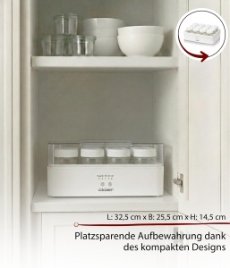 Masina de iaurt Cloer 9921, 12 borcane a 150 ml, 17W, alba - Img 5
