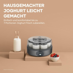 Masina de iaurt Severin JG 3510, 1L, 18W, inox negru, 7 borcane - Img 3