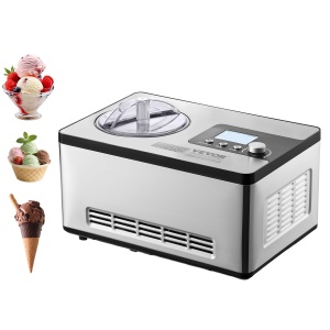 Masina de inghetata VEVOR 2L, 180W, argintie, 3 moduri de functionare