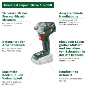 Masina de insurubat cu impact Bosch UniversalImpactDrive 18V-350, 350 Nm, fara acumulator - Img 4