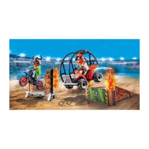 Masina de jucarie PLAYMOBIL Stunt Show 71808 cu motocicleta si accesorii - Img 2