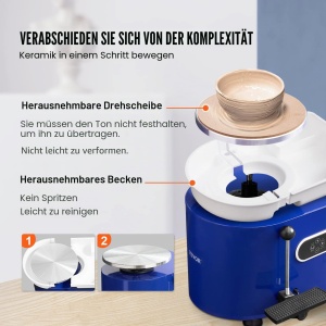 Masina de Modelat Ceramica VEVOR 450 W, Roda de 28 cm, cu Pedal si Accesorii - Img 3