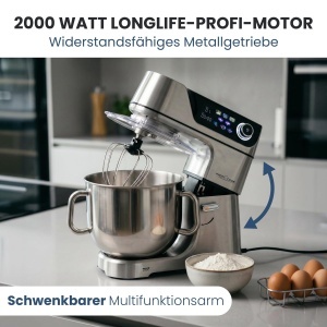 Masina de Patiserie ProfiCook PC KM 1338, 2000W, 11L, 12 viteze - Img 4
