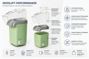 Masina de Popcorn EMERIO POM-111664.9, 50-60g, Heiluft, Compacta - Img 4