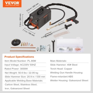 Masina de sudura VEVOR PL-80M 3kW 6-in-1 Protectie la supraincalzire - Img 7