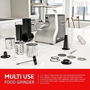 Masina de tocat carne 9 in 1 | 2100W | 3 discuri perforate | Functia inversa | Atasament pentru carnati | Accesoriu pentru biscuiti | O multime de accesorii | Carne de lup | Tocatoare | Masina electrica de carnati | Umplutura de carnati - Img 9