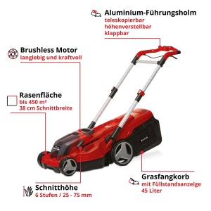 Masina de tuns iarba Einhell Rasarro 3638 Kit motor Brushless acumulatori inclusi - Img 3
