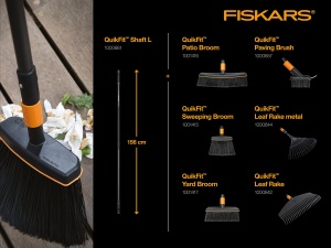 Matura de gradina Fiskars QuikFit, 38 cm, Borste din plastic, NegruPortocalie, 1001416 - Img 3