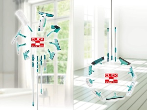 Matura Leifheit Allround Xtra Clean 40 cm cu peri X, Matura cu peri din fibra de plastic, Matura cu conexiune cu maner inclinat, Cap de matura fara maner, Maturatoare cu sistem de clic - Img 5